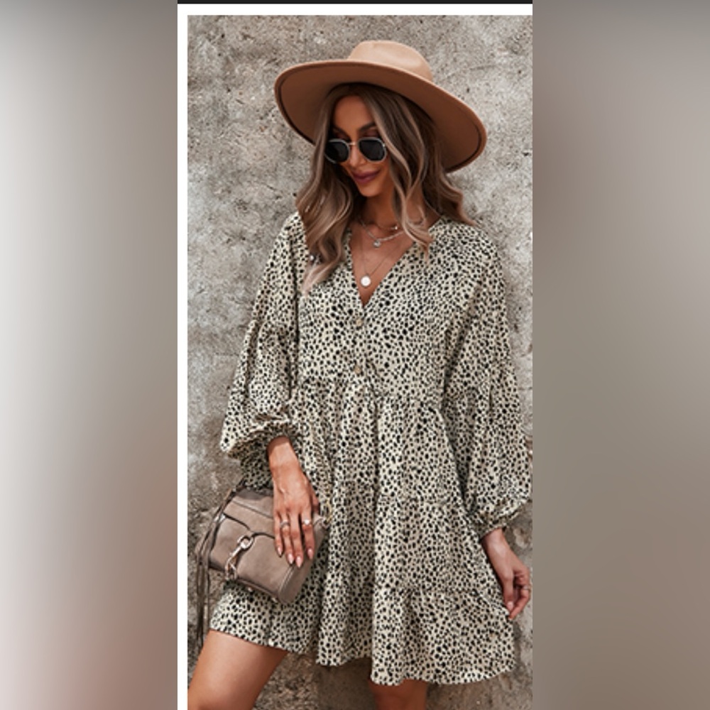 Chic Long Sleeve Animal Print Dress
#035